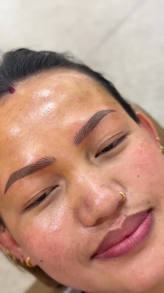 Combination eyebrow microblading and shading Kathmandu